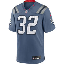 Alternative view of TreVeyon Henderson New England Patriots Storm Blue 2025 Rivalries Collection Game Jersey - All Stitched