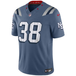 Alternative view of Rhamondre Stevenson New England Patriots Storm Blue 2025 Rivalries Collection Limited Jersey - All Stitched