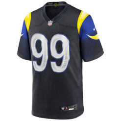 Alternative view of Aaron Donald Los Angeles Rams Midnight Blue 2025 Rivalries Collection Game Jersey - All Stitched