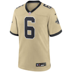 Alternative view of Tyler Shough New Orleans Saints Gold 2025 Rivalries Collection Game Jersey - All Stitched