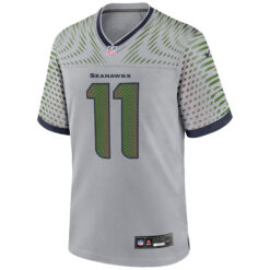 Alternative view of Jaxon Smith-Njigba Seattle Seahawks Wolf Grey 2025 Rivalries Collection Game Jersey - All Stitched