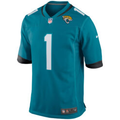 Alternative view of Travis Etienne Jacksonville Jaguars Teal Home Game Jersey - All Stitched