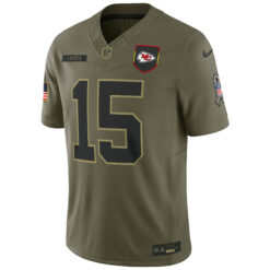 Alternative view of Patrick Mahomes Kansas City Chiefs Olive 2025 Salute To Service Limited Jersey - All Stitched
