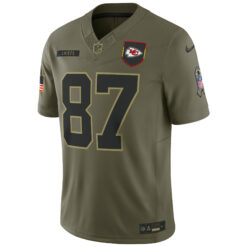 Alternative view of Travis Kelce Kansas City Chiefs Olive 2025 Salute To Service Limited Jersey - All Stitched