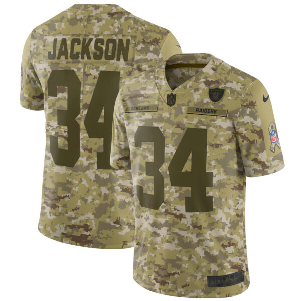 Bo Jackson Las Vegas Raiders Olive Salute To Service Limited Jersey - All Stitched