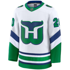 Alternative view of Sebastian Aho Carolina Hurricanes White Throwback Premium Jersey - All Stitched