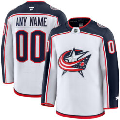 Custom Columbus Blue Jackets White Away Premium Jersey - All Stitched