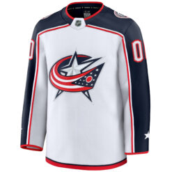 Alternative view of Custom Columbus Blue Jackets White Away Premium Jersey - All Stitched