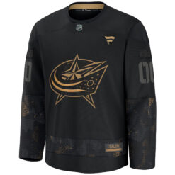 Alternative view of Custom Columbus Blue Jackets Black 2024 Military Appreciation Jersey - All Stitched