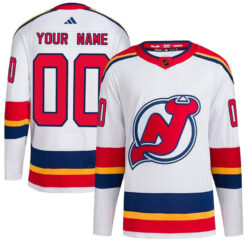 Custom New Jersey Devils White Reverse Retro Jersey - All Stitched
