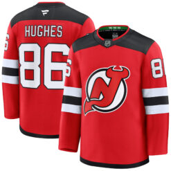 Jack Hughes New Jersey Devils Red Home Premium Jersey - All Stitched