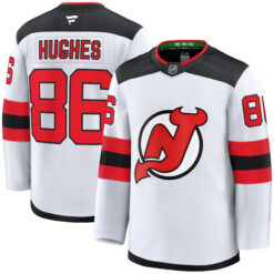 Jack Hughes New Jersey Devils White Away Premium Jersey - All Stitched