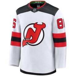 Alternative view of Jack Hughes New Jersey Devils White Away Premium Jersey - All Stitched