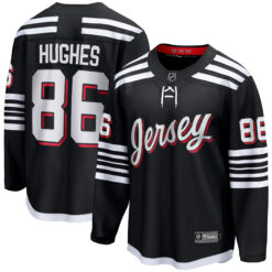 Jack Hughes New Jersey Devils Black Alternate Premium Jersey - All Stitched