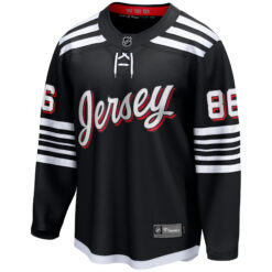 Alternative view of Jack Hughes New Jersey Devils Black Alternate Premium Jersey - All Stitched