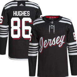 Jack Hughes New Jersey Devils Black Alternate Primegreen Jersey - All Stitched