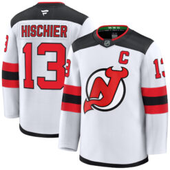 Nico Hischier New Jersey Devils White Away Premium Jersey - All Stitched