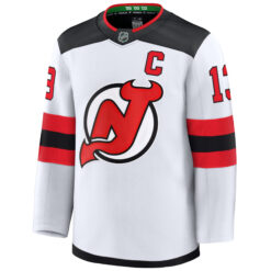 Alternative view of Nico Hischier New Jersey Devils White Away Premium Jersey - All Stitched