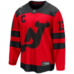 Alternative view of Nico Hischier New Jersey Devils Red 2024 NHL Stadium Series Jersey - All Stitched