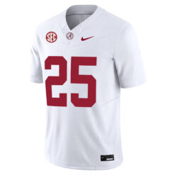 Alternative view of Steve Mboumoua Alabama Crimson Tide Football White Jersey w/ SEC Patch - All Stitched