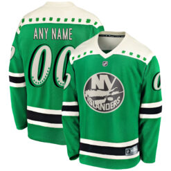 Custom New York Islanders Green 2021 St Patrick's Day Jersey - All Stitched