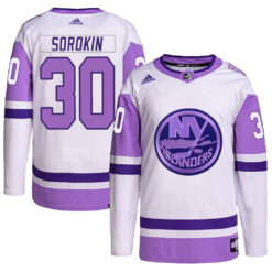 Ilya Sorokin New York Islanders White Hockey Fights Cancer Jersey - All Stitched