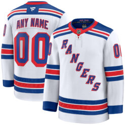 Custom New York Rangers White Away Premium Jersey - All Stitched