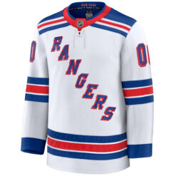 Alternative view of Custom New York Rangers White Away Premium Jersey - All Stitched