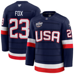 Adam Fox Navy Team USA Nations Premium Jersey - All Stitched