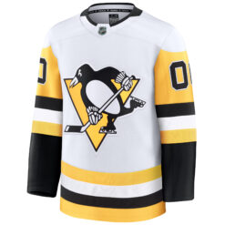 Alternative view of Custom Pittsburgh Penguins White Away Premium Jersey - All Stitched