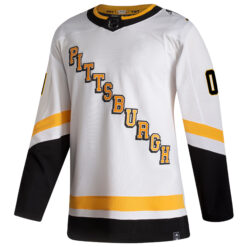 Alternative view of Custom Pittsburgh Penguins White 2020/21 Reverse Retro Primegreen Jersey - All Stitched