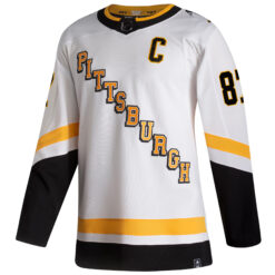 Alternative view of Sidney Crosby Pittsburgh Penguins White 2020/21 Reverse Retro Jersey - All Stitched