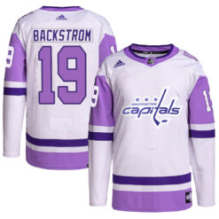 Nicklas Backstrom Washington Capitals White Purple Hockey Fights Cancer Primegreen Jersey - All Stitched
