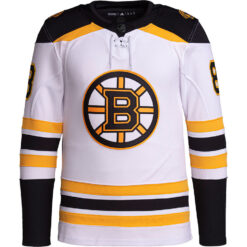Alternative view of David Pastrnak Boston Bruins White Away Primegreen Jersey - All Stitched