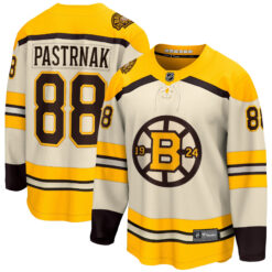 David Pastrnak Boston Bruins Cream Alternate 100th Anniversary Jersey - All Stitched
