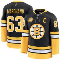 Brad Marchand Boston Bruins Black Alternate 100th Anniversary Premium Jersey - All Stitched