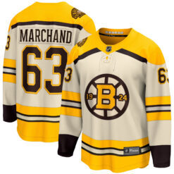 Brad Marchand Boston Bruins Cream Alternate 100th Anniversary Jersey - All Stitched