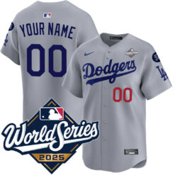 Custom Los Angeles Dodgers Grey Road 2025 World Series Limited Jersey - All Stitched