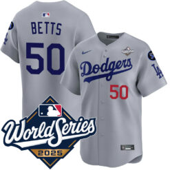 Mookie Betts Los Angeles Dodgers Grey Road 2025 World Series Limited Jersey - All Stitched