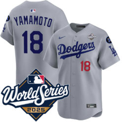 Yoshinobu Yamamoto Los Angeles Dodgers Grey Road 2025 World Series Limited Jersey - All Stitched