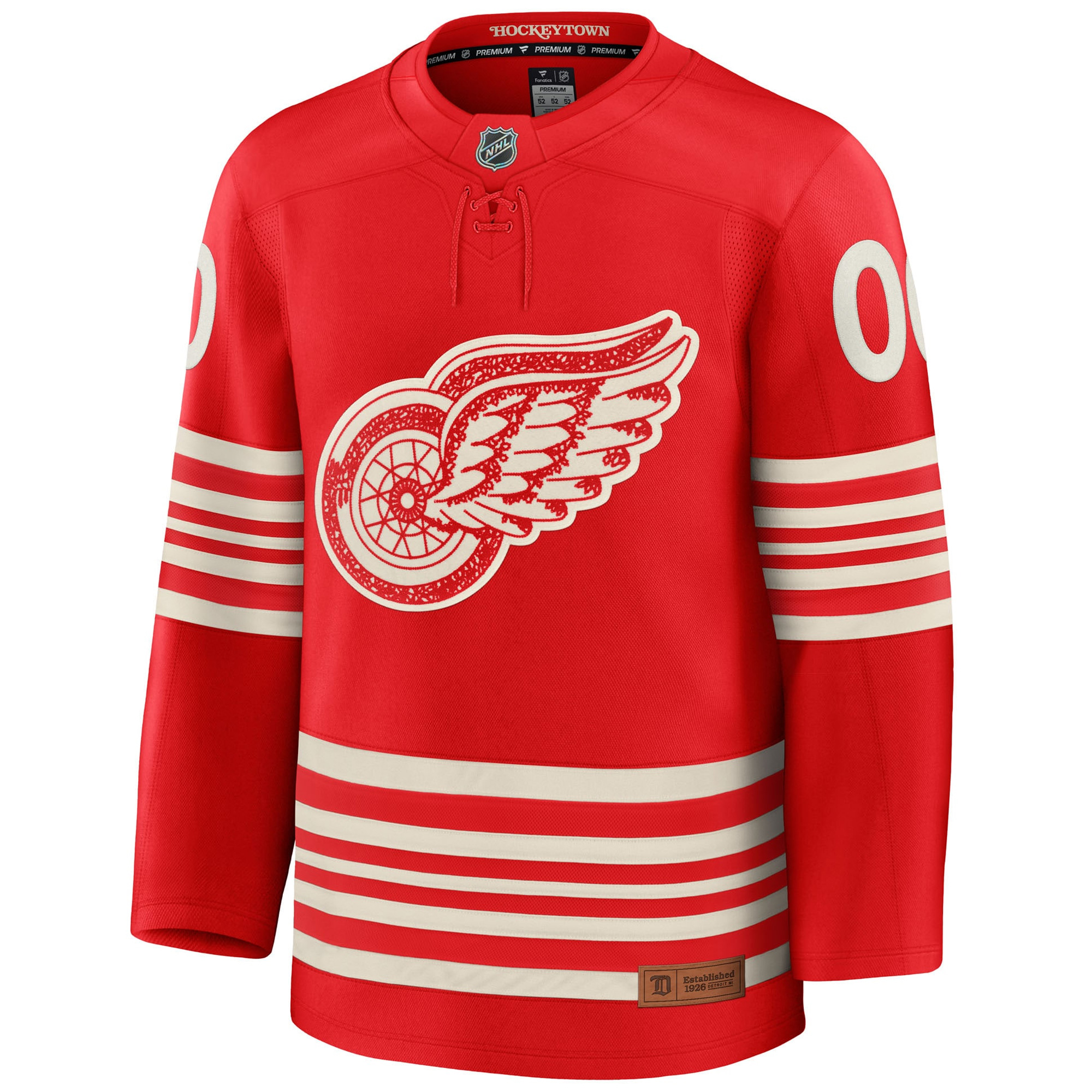 Custom Detroit Red Wings Red Centennial Alternate Premium Jersey - All Stitched - Image 2