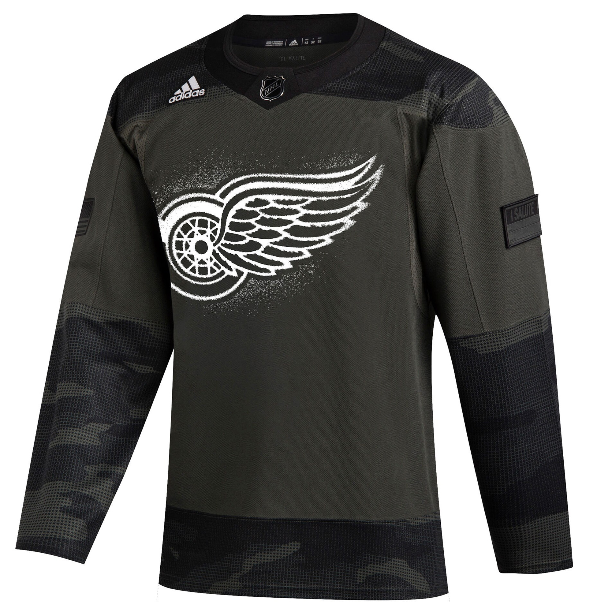 Custom Detroit Red Wings Camo Military Appreciation Primegreen Jersey - All Stitched - Image 2