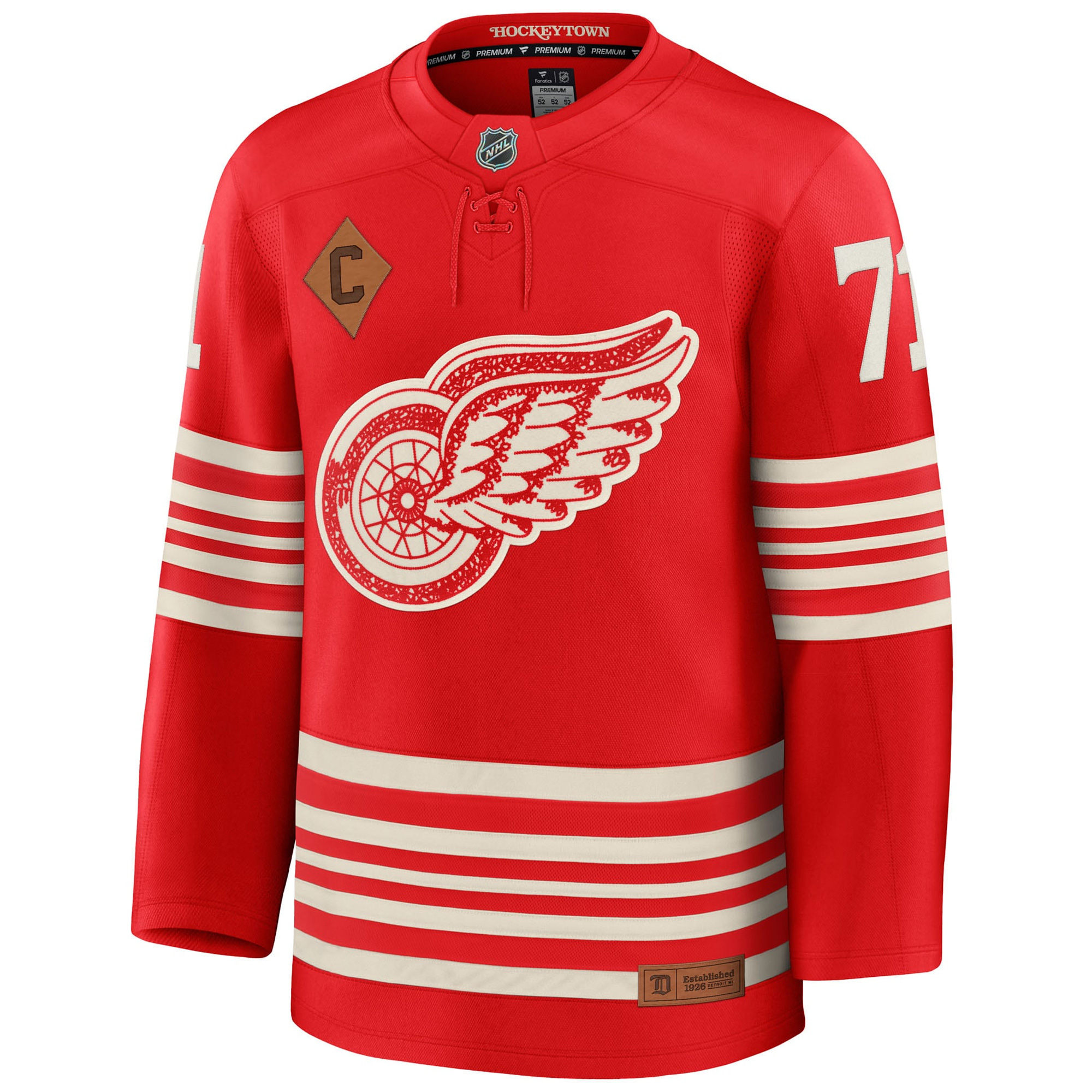 Dylan Larkin Detroit Red Wings Red Centennial Alternate Premium Jersey - All Stitched - Image 2