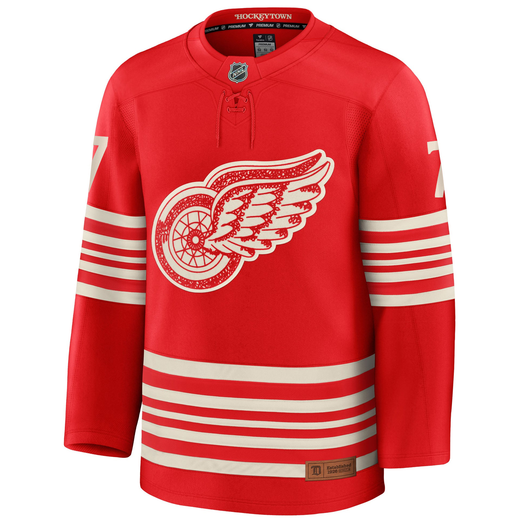 Ted Lindsay Detroit Red Wings Red Centennial Alternate Premium Jersey - All Stitched - Image 2
