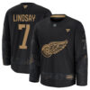 Ted Lindsay Detroit Red Wings Black 2024 Military Appreciation Jersey - All Stitched