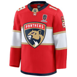 Alternative view of Matthew Tkachuk Florida Panthers 2025 Stanley Cup Championship Red Home Premium Jersey - All Stitched