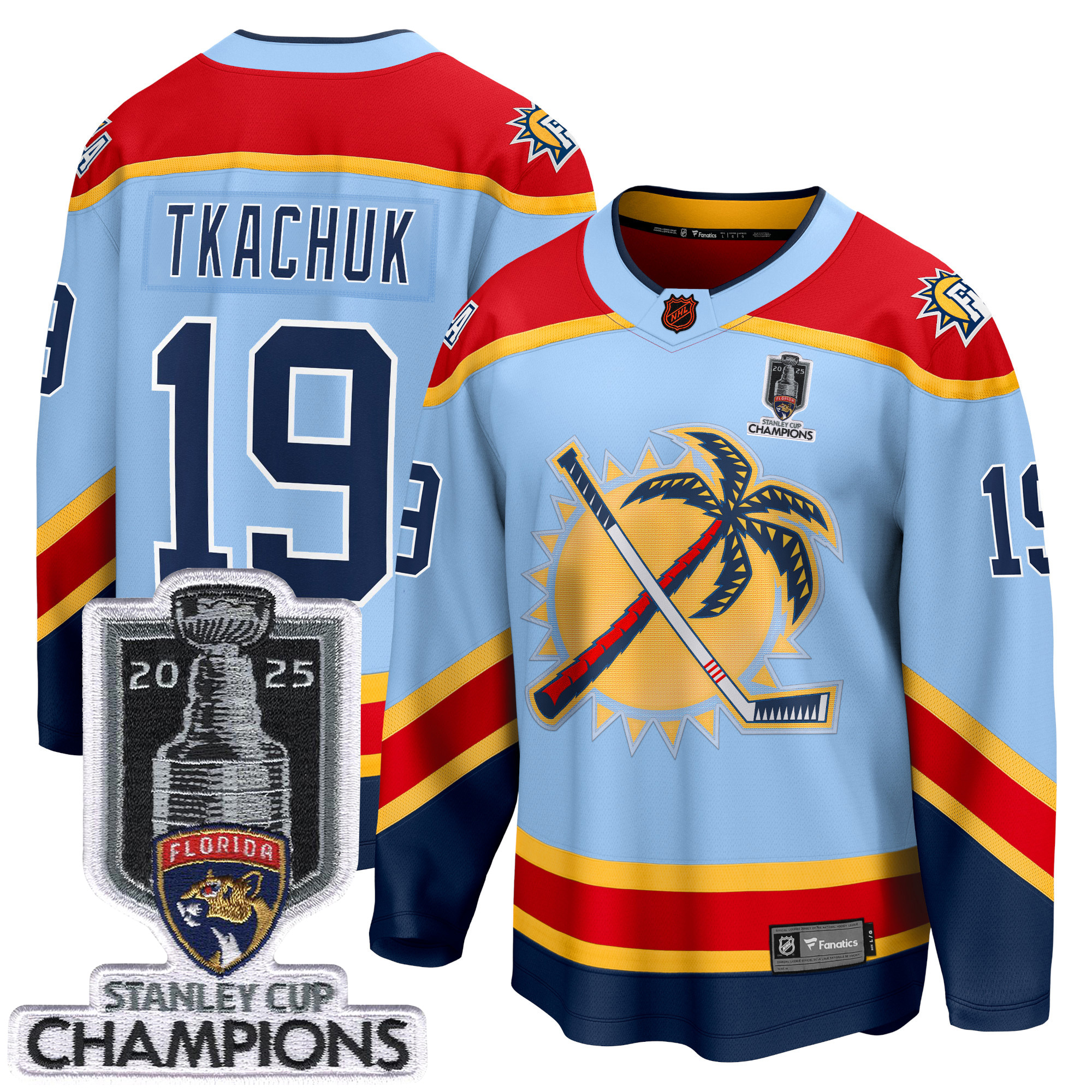 Matthew Tkachuk Florida Panthers 2025 Stanley Cup Championship Light Blue Alternate Premium Jersey - All Stitched