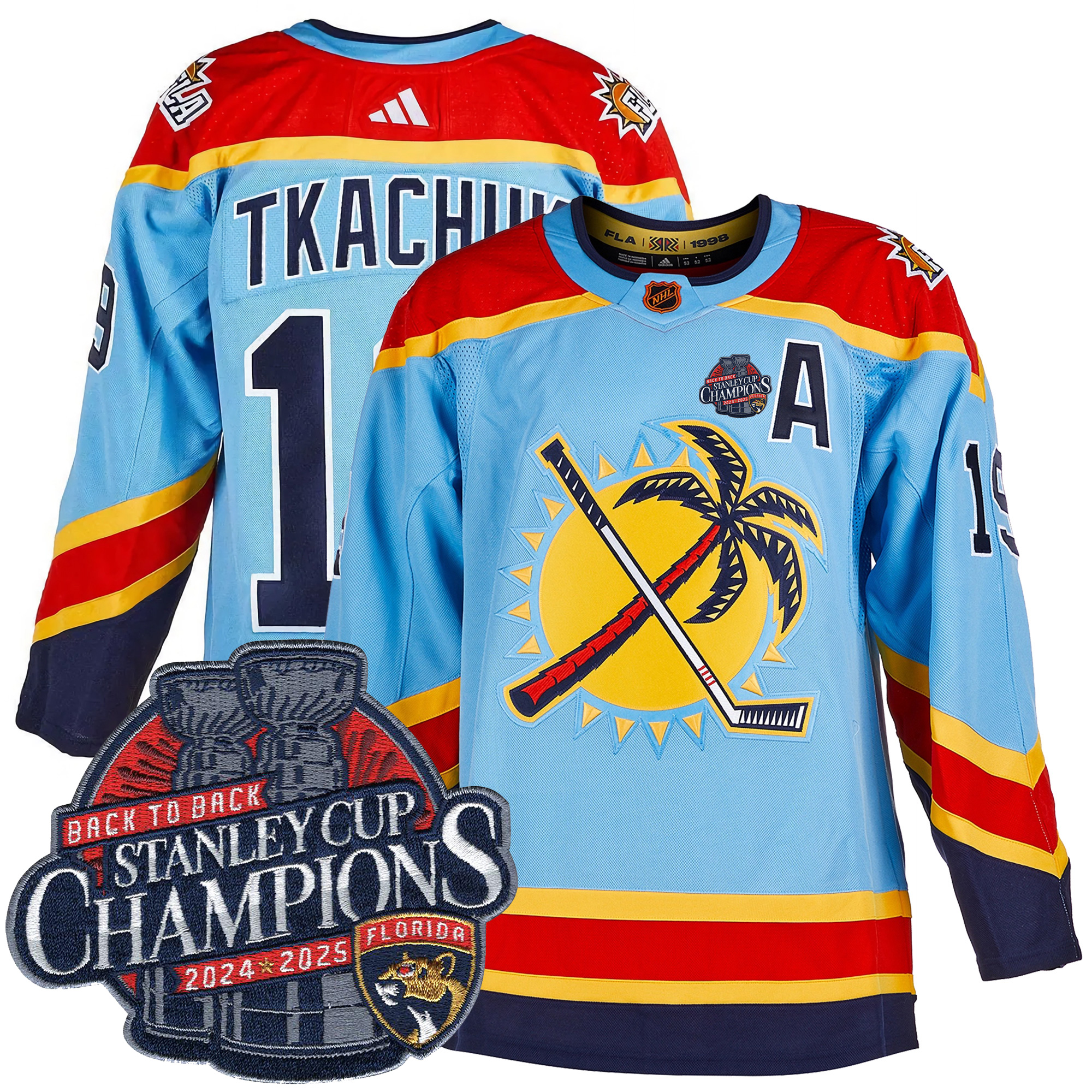 Matthew Tkachuk Florida Panthers Back To Back Championship Light Blue Alternate Primegreen Jersey - All Stitched