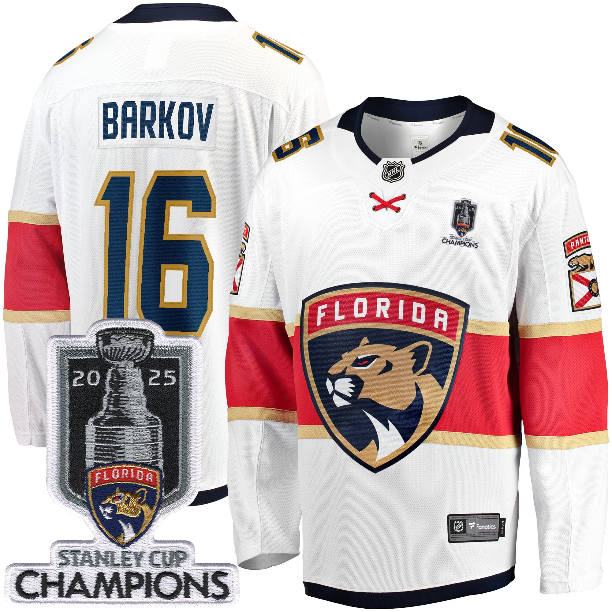 Aleksander Barkov Florida Panthers 2025 Stanley Cup Championship White Away Premium Jersey - All Stitched