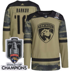 Aleksander Barkov Florida Panthers 2025 Stanley Cup Championship Camo Military Appreciation Jersey - All Stitched